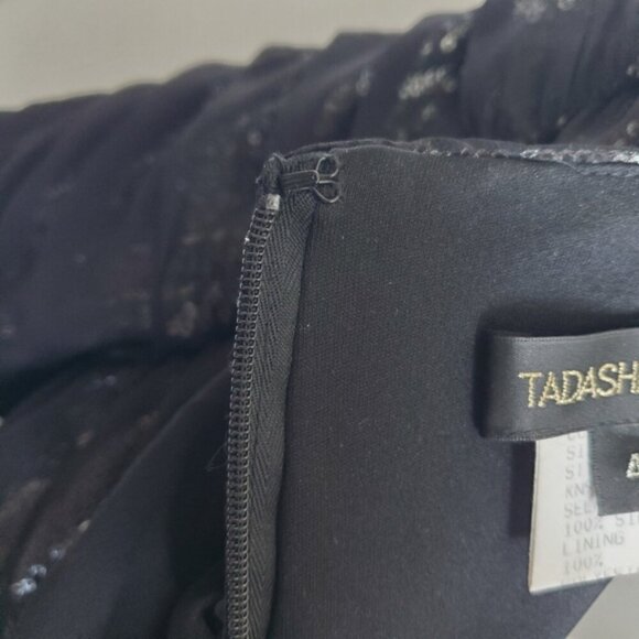 Tadashi Shoji Black Silk Sequin Sheath Dress Size 4 - Picture 8 of 11